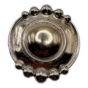 DAUPLAISE Signed Round Silver Tone Brooch MCM Statement Jewelry